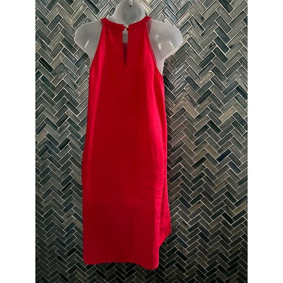 WOMENS ANTIBES BLANC 100% LINEN DARK PINK HALTER HI LO SUNDRESS SIZE SMALL - Picture 6 of 10